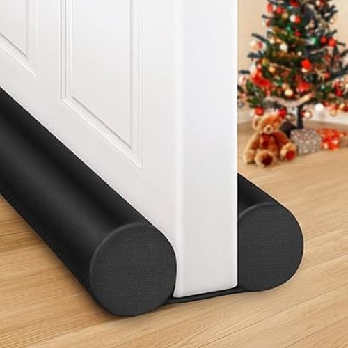 MAXTID Door Draft Stopper for Bottom of Doors Noise Blocker Large Door Sweep Under Door Light Blocker Adjustable 34" Black