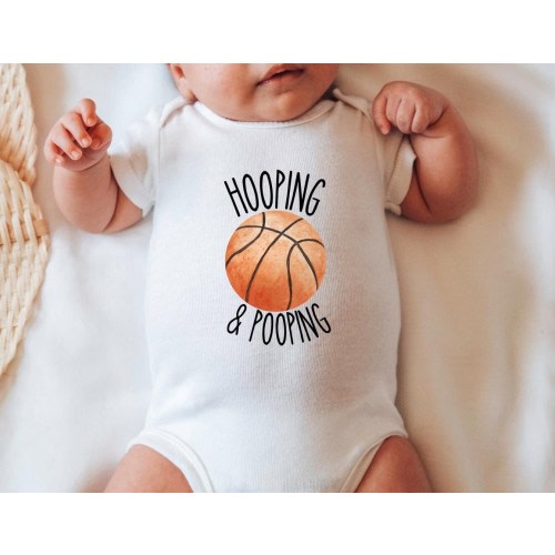 Funny Basketball ONESIE® baby outfit baby boy baby girl shirt custom basketball kids t-shirt baby bodysuit hooping and pooping gift newborn