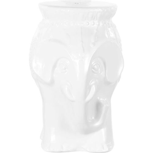 JONATHAN Y TBL1026A Orla 18.5" Modern Bohemian Elephant Ceramic Indoor/Outdoor Garden Stool Modern, Bohemian, Mid-Century, Classic, Traditional, Cottage, Patio, Garden, Bathroom, Living Room, White