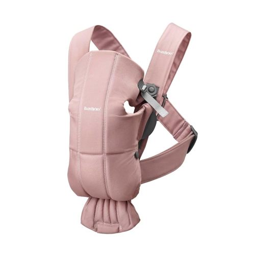 BabyBjörn Baby Carrier Mini, Dusty Pink, Woven | Newborn Carrier (7-25 lbs), Ergonomic, Easy-to-Use