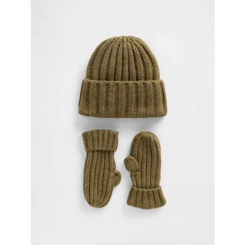 Baby & Toddler CashSoft Rib Beanie & Mittens Set | Gap
