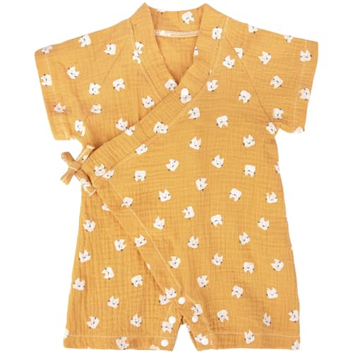 PAUBOLI Baby Kimono Robe Newborn Cotton Yarn Bodysuit Romper Infant Japanese Pajamas 0-24 Months