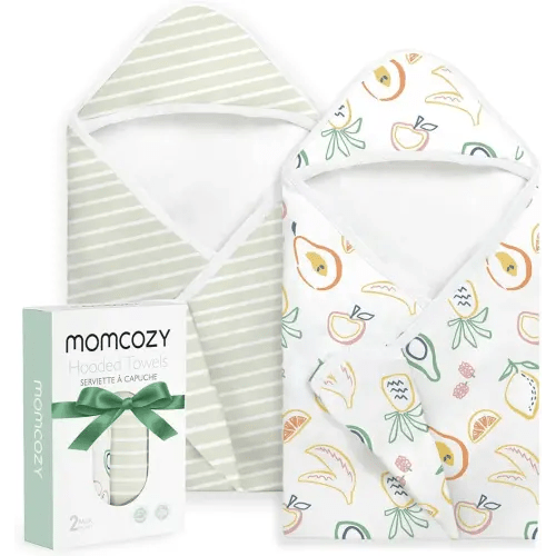 Momcozy Baby Towel with Hooded - Ultra Soft & Absorbent Large Bath Towel Set for Comfort & Gentle on Baby's Skin - Shower Gift & Bath Essential & Baby Registry Search for Newborn,Infant,Toddler,Kids