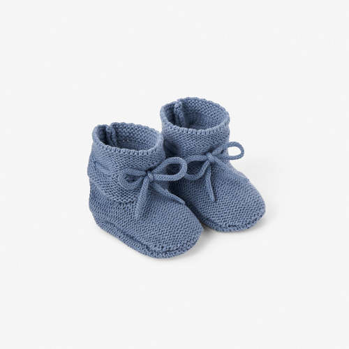 Slate Blue Garter Knit Baby Booties – Elegant Baby