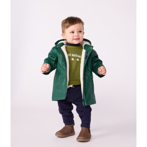 Babies' warm sherpa-lined raincoat