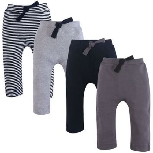Touched by Nature Basics Infant Baby Organic Cotton Pants 4-Pack, Charcoal and Slate, 6-9 Months