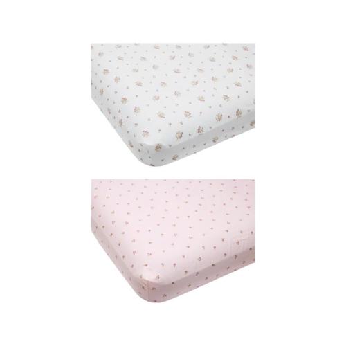 2 Pack 225 Thread Count Organic Cotton Fitted Cot Sheets - Natives