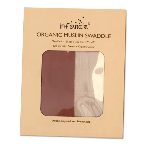 Infancie Organic Muslin Swaddle 2-pack Rust/ivory