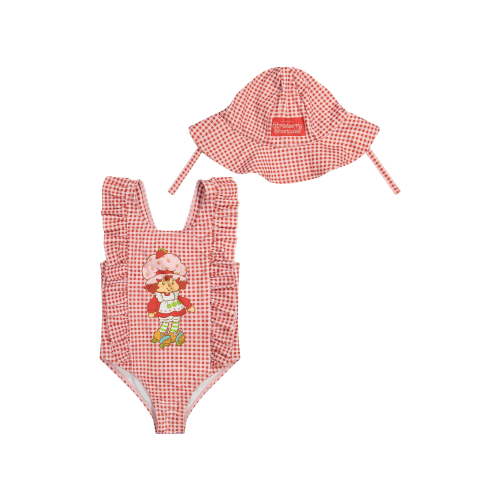 Strawberry Shortcake Toddler Girl One-Piece Swimsuit and Hat, Sizes 12 Months-5T