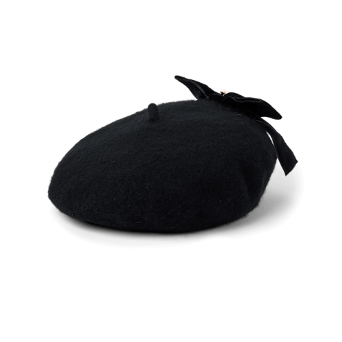 Girls Bow Beret - Petit Paris - Black