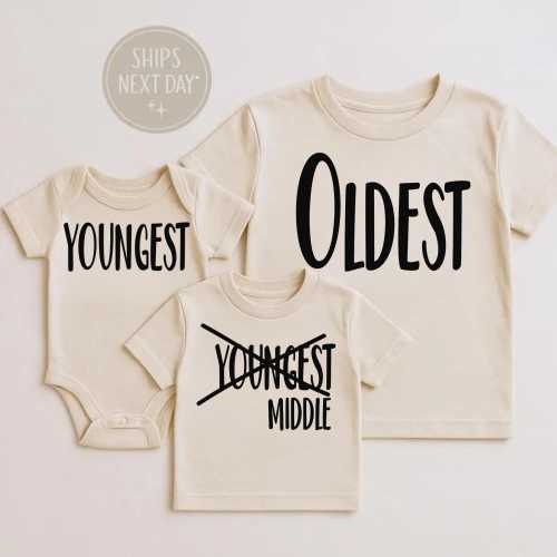 Sibling Shirts Set of 3: "Big Middle Little" Matching Family Tees