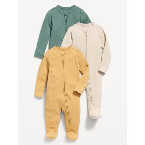 3 Pcs 2-Way-Zip Sleep & Play Footed Pajama