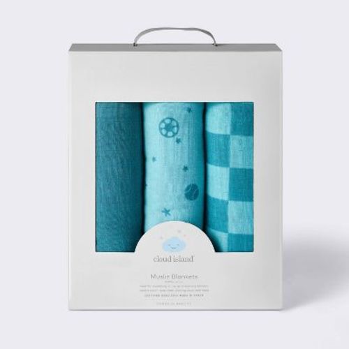 Muslin Swaddle Baby Blanket - Sports - 3pk - Cloud Island™