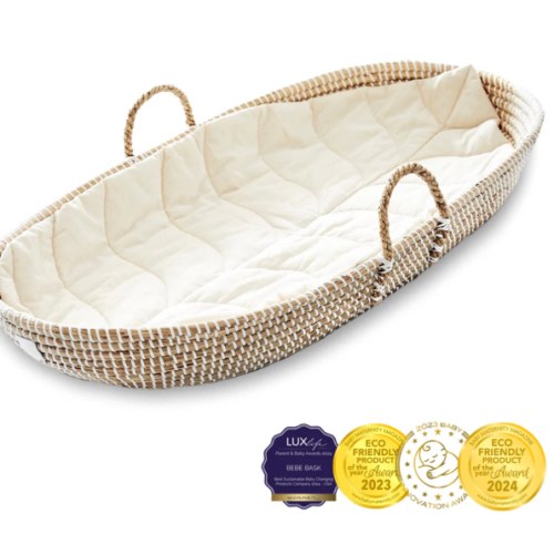 Baby Changing Basket "LIV" Handmade & Natural Changing Pad-By BEBE BASK® – BEBE BASK