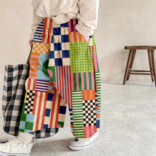 Kids Colorful Plaid Pattern Pants