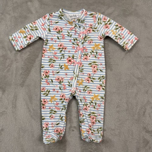 Nicole Miller Baby Girl 3-6M Floral Striped Footie Sleeper Cottagecore Style