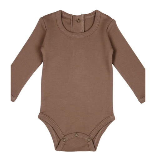 Organic Long-Sleeve Bodysuit in Latte – L'ovedbaby