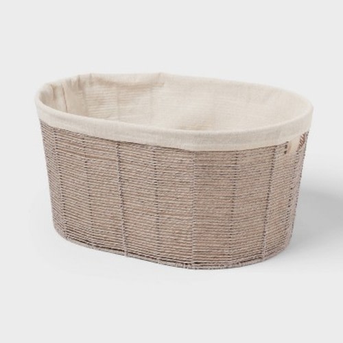 Twisted Paper Rope Oval Laundry Basket - Brightroom™: Gray, Removable Liner, 252 Volume, 2 Handles