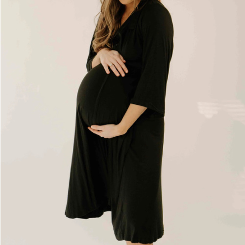 Lila Labor & Postpartum Gown in Black