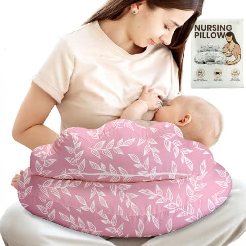 PILLANI Nursing Pillow, Breastfeeding Pillows for Enhanced Safety & Comfort for Mom & Baby, Removable Cotton Cover, Adjustable Waist Strap, Breastfeeding Essentials, Baby Registry Search
