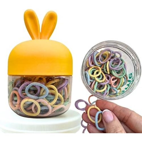 T is for Tame Baby Hair Ties, No Damage, Reusable Bunny Container, 50 Ct