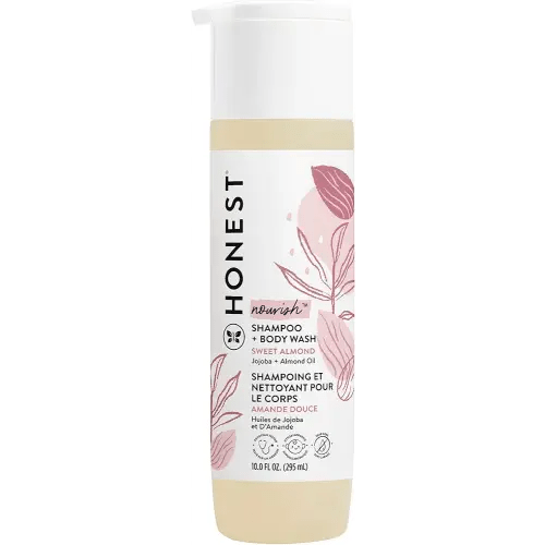 The Honest Company 2-in-1 Cleansing Shampoo + Body Wash | Gentle for Baby | Naturally Derived, Tear-free, Hypoallergenic | Sweet Almond Nourish, 10 fl oz