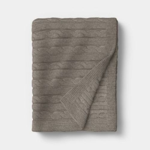 Cozy Cable Knit Throw Blanket Stone Gray - Threshold™