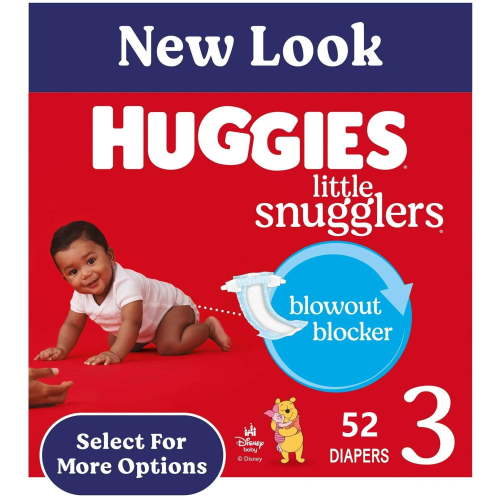 Huggies Little Snugglers Baby Diapers, Size 3 (16-28 lbs), 52 Ct (Select for More)