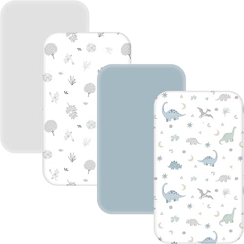 4 Pack Bassinet Sheets - 33"x20" Bedside Bassinet Sheets for Baby Delight, Angelbliss, Jimglo & Most Regular Size Bedside Sleeper | Ultra Soft & Skin Friendly Bassinet Fitted Sheets for Boys Girls
