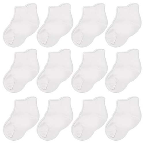 CozyWay Baby Socks Ankle Comfy Cotton Socks For Girls and Boys Babies No Show Infant - 6-12 Months Unisex White - 12 Pack
