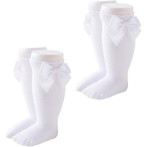 Marchare Baby Girls Knee High Socks Baby Girls Bow Stockings Cotton Uniform Stockings Dress Socks
