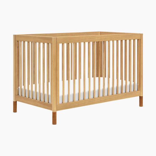 babyletto Gelato 4-in-1 Convertible Crib with Toddler Bed Conversion Kit - Honey With Vegan Tan Leather Feet