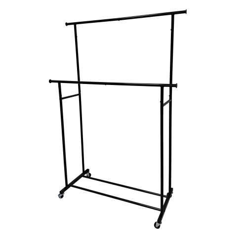 Mainstays Mainstays Double Garment Rack, Rich Black, Metal Frame
