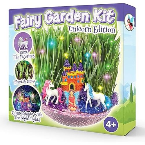 Unicorn Fairy Garden Kit | Light Up Terrarium Kit | STEM Toys | Arts and Crafts for Girls Age 4-12 | Science Presents