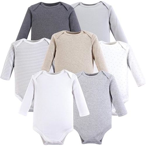Hudson Baby unisex-baby Cotton Long-sleeve Bodysuits 7-pack