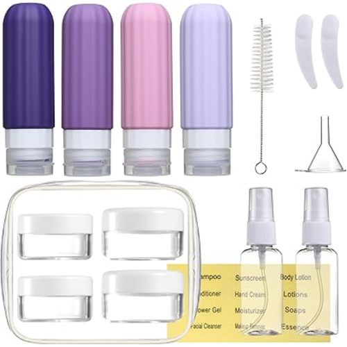 Mrsdry 16 Pack Travel Bottles for Toiletries, Leakproof Travel Containers for Toiletries, TSA Approved Silicone Travel Accessories Squeezable Refillable 3oz for Shampoo Conditioner Lotion