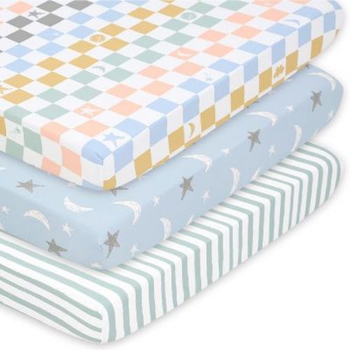 The Peanutshell Whimsical Floral 3-Pack Fitted Playard Sheets