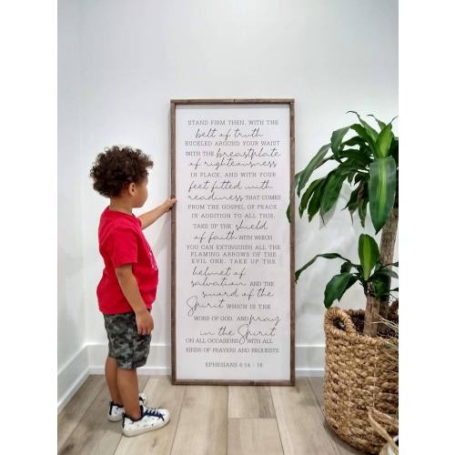 Armor of God Sign Wood Sign Suit Of Armour Full Suit Wall Art Bible Verse Scripture Kids Room Home Décor Vintage Farmhouse Ephesians Armour