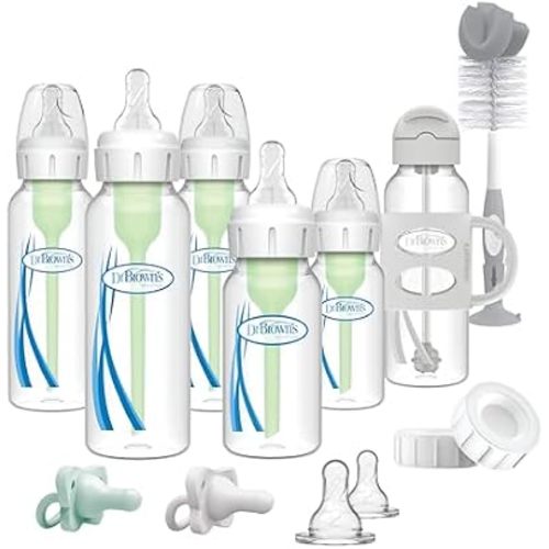 Dr. Brown's Anti-Colic Options+ Narrow and Sippy Straw Bottle Gift Set, 0m+