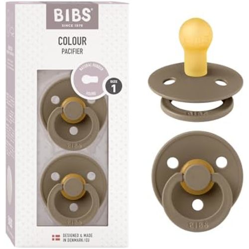 Bibs Colour Pacifier 2-Pack | BPA Free Soother, Round Nipple. Natural Rubber Latex,