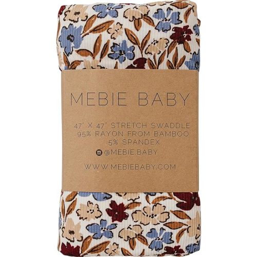 Mebie Baby Desert Floral Stretch Swaddle Blanket, Modern and Neutral for Baby Girl or Boy, Soft Rayon and Spandex, 95% Rayon 5% Spandex, Newborn 0-3 Month, Comfy Wrap, 47" x 47"
