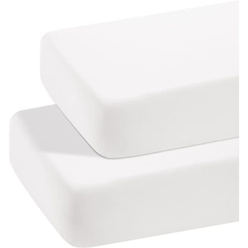 BEDSUM Microfiber 2 Pack Toddler Fitted Crib Sheets, Super Soft and Cozy Baby Sheets for Standard Crib and Toddler Mattresses, 28x52 Inches, White