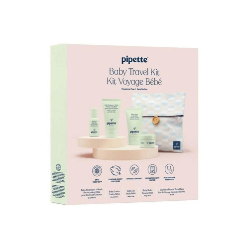 Pipette 5-Piece Baby Travel Set (Shampoo & Wash, Lotion, Balm, Oil, and Travel Pouch)