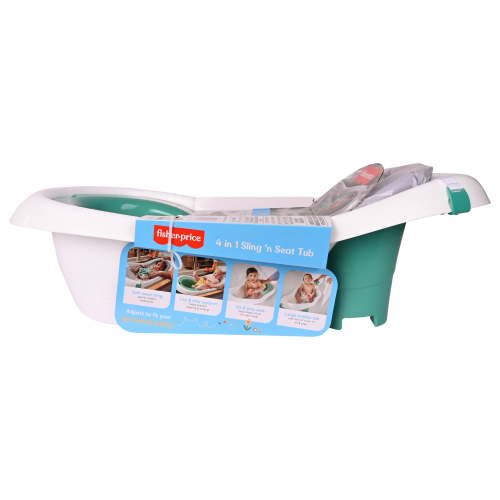 Fisher-Price 4-in-1 Sling ‘N Seat Tub Baby to Toddler, Rigid Baby Bathtubs, Whimsical Forest