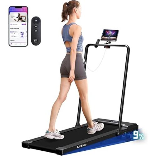 Lichico Walking Pad Under Desk Treadmill,Portable Small Treadmills for Home and Office,Super Quiet Brushless Motorized Walking Jogging Running Machine with Remote Control