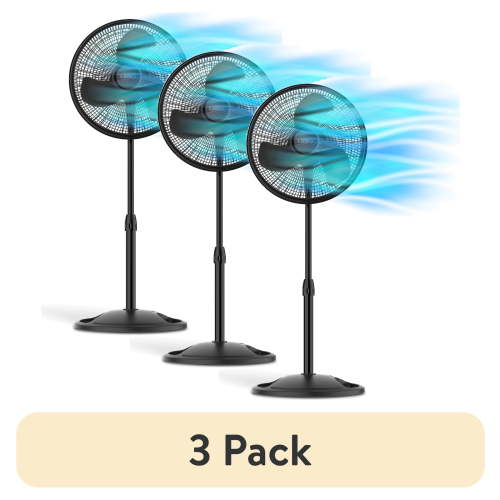 (3 pack) Lasko 16” 3-Speed Adjustable Oscillating Pedestal Fan, Black, S16500 New