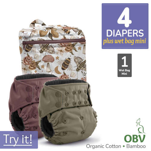 Cloth Diaper Bundle - Try It! | Rumparooz G3 OBV Organic :: 4 pack+