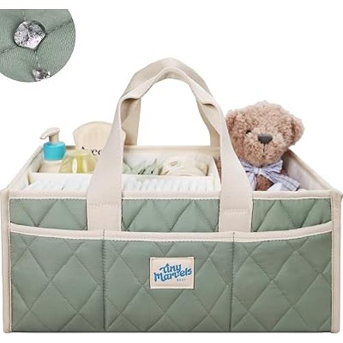 Tiny Marvels Diaper Caddy Organizer for New Parents, Baby Diaper Caddy with Water-Resistant Fabric, Structured Diaper Caddy Basket for Nursery, Car & Travel
