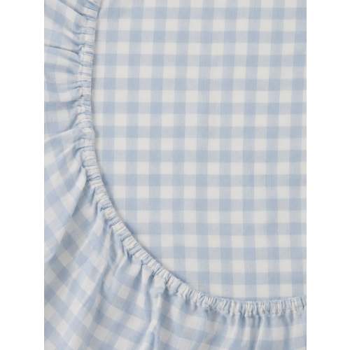 Linen Bassinet Sheet - Soft Blue Gingham