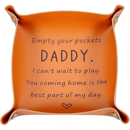 Dad Gifts from Daughter Son New Dad Gifts for Men First Time Daddy Gift from Baby Girl Boy First Fathers Day Valentines Gift for Him Husband Birthday Stuff from Wife Anniversary Christmas Leather Tray